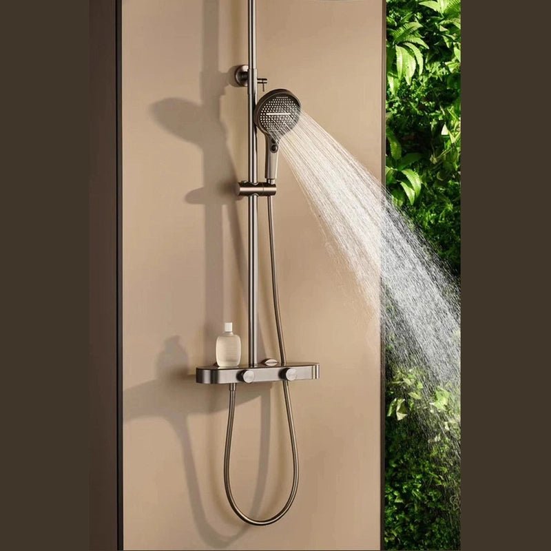 Colonne de douche Thermostatique Gris Brossé - Température Stable & Pommeau Rond 25cm” & Douchette 3 Fonctions – Design Moderne Multifonction - Focett