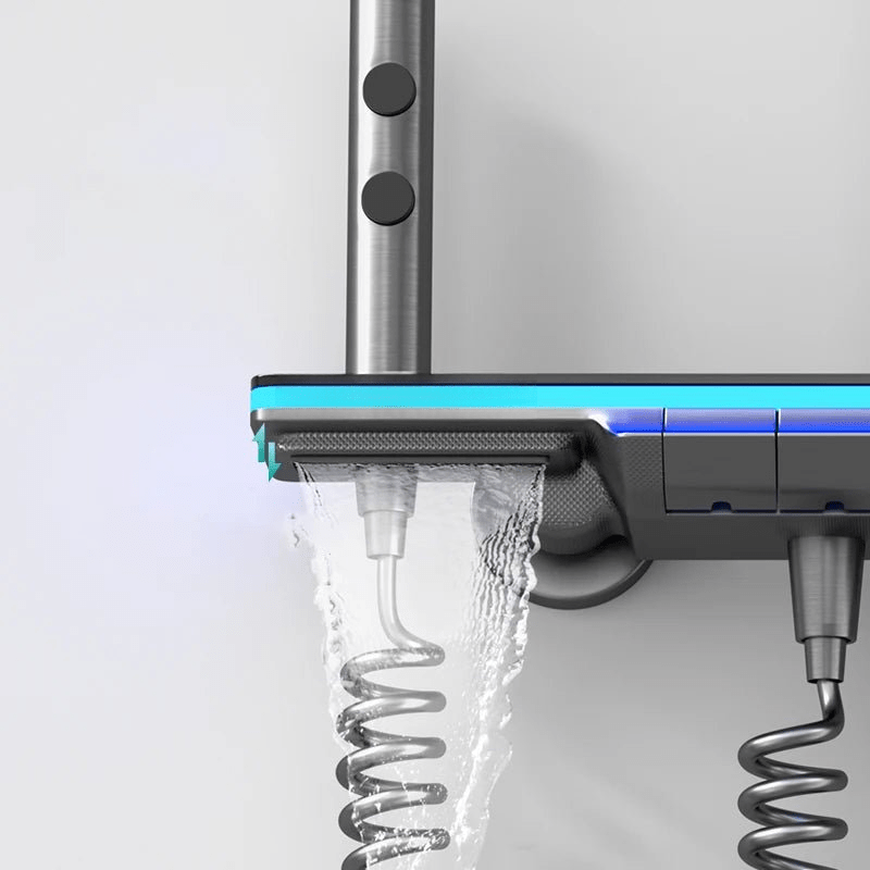 Colonne de douche thermostatique noire - affichage température & lumière d'ambiance - Focett