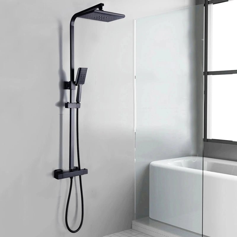 Colonne de Douche Thermostatique Noire – Économie d’Eau & Confort avec Douchette Réglable, Sécurité Anti - Brûlure, Design Élégant - Focett