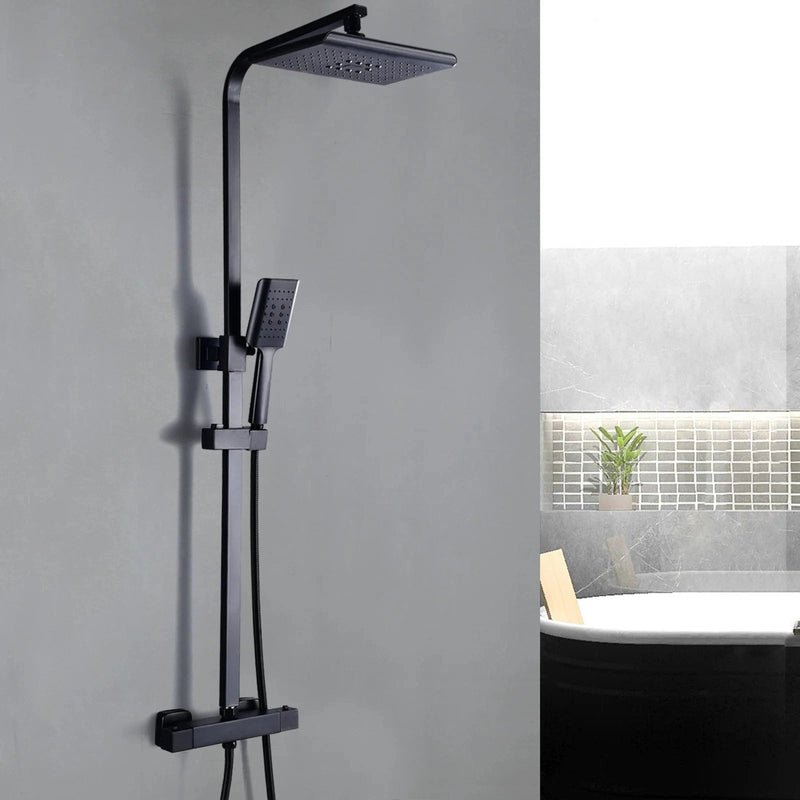 Colonne de Douche Thermostatique Noire – Économie d’Eau & Confort avec Douchette Réglable, Sécurité Anti - Brûlure, Design Élégant - Focett