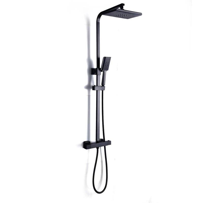 Colonne de Douche Thermostatique Noire – Économie d’Eau & Confort avec Douchette Réglable, Sécurité Anti - Brûlure, Design Élégant - Focett