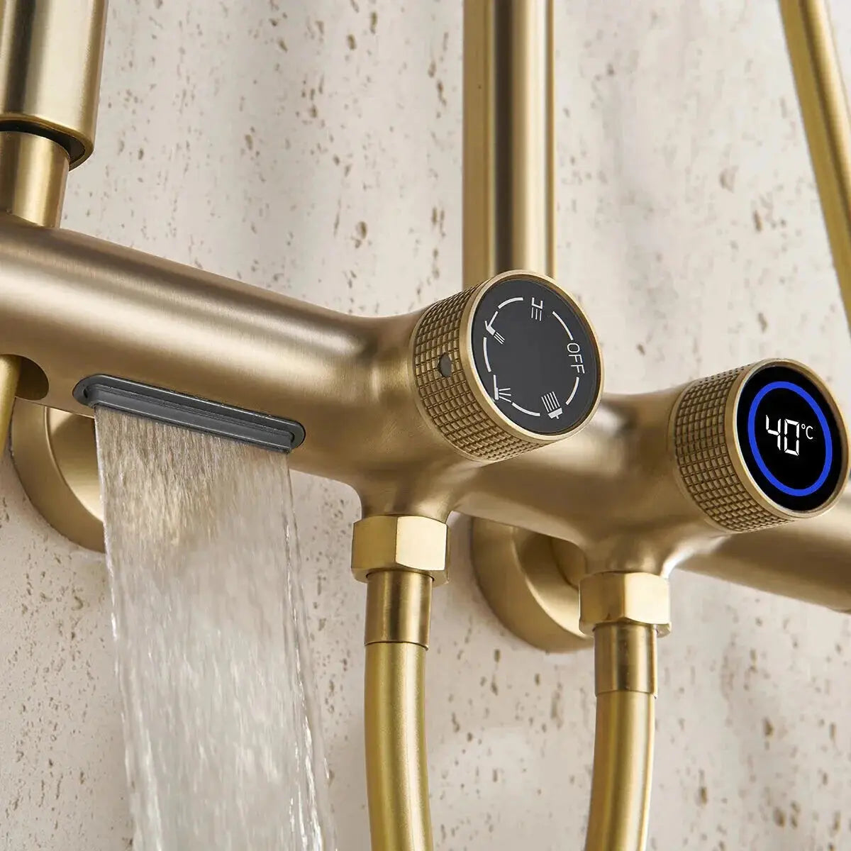 Colonne De Douche Thermostatique Or Brossé