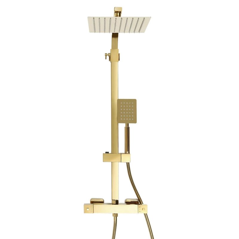 Colonne de Douche Thermostatique Or – Pluie Relaxante, Température Stable & Design Élégant et Hauteur Réglable & Mitigeur en Laiton - Focett