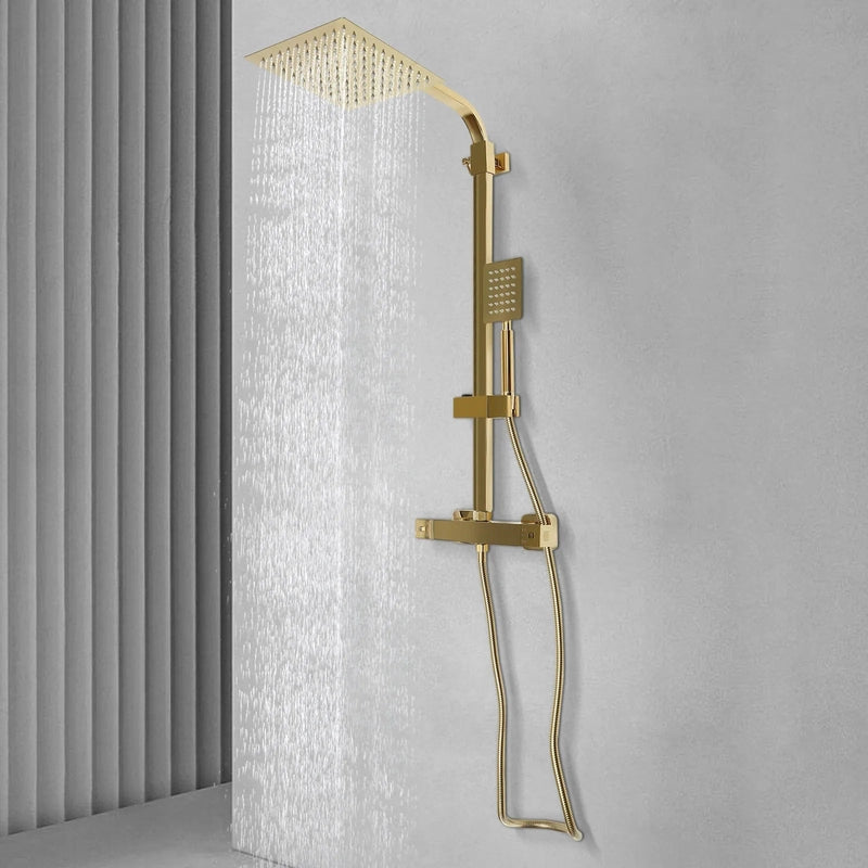 Colonne de Douche Thermostatique Or – Pluie Relaxante, Température Stable & Design Élégant et Hauteur Réglable & Mitigeur en Laiton - Focett