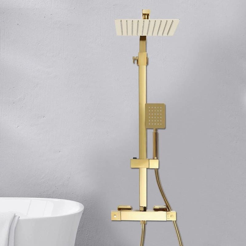 Colonne de Douche Thermostatique Or – Pluie Relaxante, Température Stable & Design Élégant et Hauteur Réglable & Mitigeur en Laiton - Focett