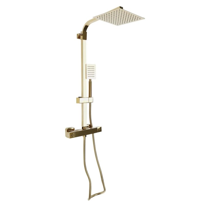 Colonne de Douche Thermostatique Or – Pluie Relaxante, Température Stable & Design Élégant et Hauteur Réglable & Mitigeur en Laiton - Focett