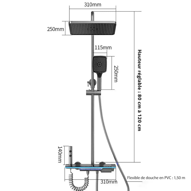 Colonne De Douche Thermostatique Rectangulaire