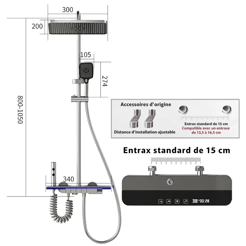 Colonne De Douche Thermostatique Réglable En Hauteur