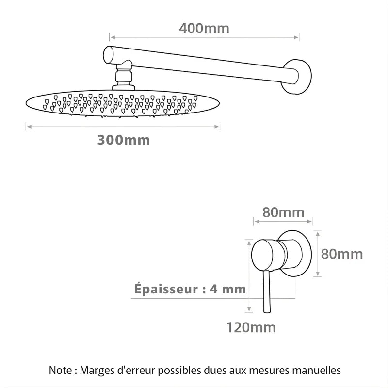 Douche Encastrée Noir Moderne