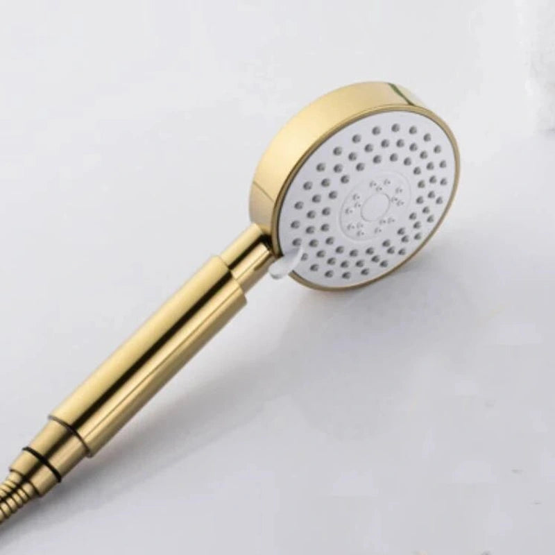 Colonne de douche Or brossé Multifonction Design – Acier Inoxydable, Pommeau Plaqué Or Brossé avec Support et Tuyau Or Brossé, 3 Fonctions