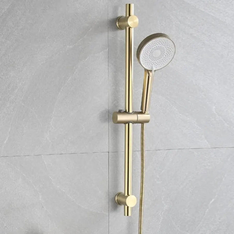 Colonne de douche Or brossé Multifonction Design – Acier Inoxydable, Pommeau Plaqué Or Brossé avec Support et Tuyau Or Brossé, 3 Fonctions