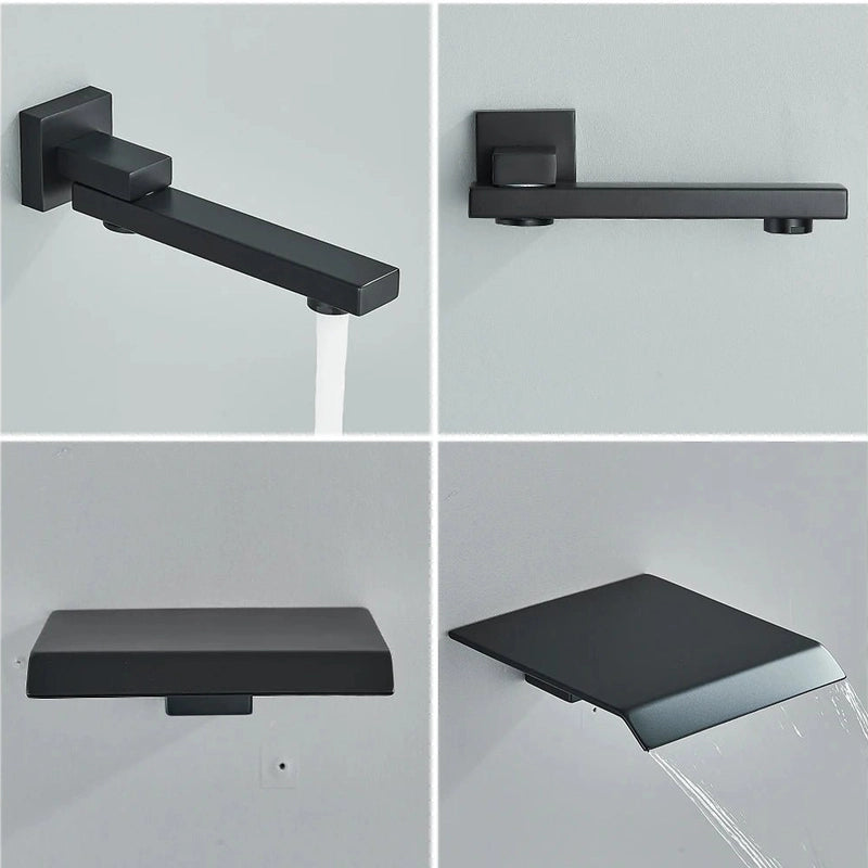 Colonne de Douche Encastrable Noir Mat – Design Moderne avec Ciel De Douche 25-40cm XXL Effet Pluie & Cascade + Robinet Bain