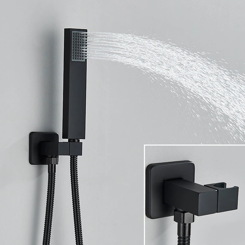 Colonne de Douche Encastrable Noir Mat – Design Moderne avec Ciel De Douche 25-40cm XXL Effet Pluie & Cascade + Robinet Bain