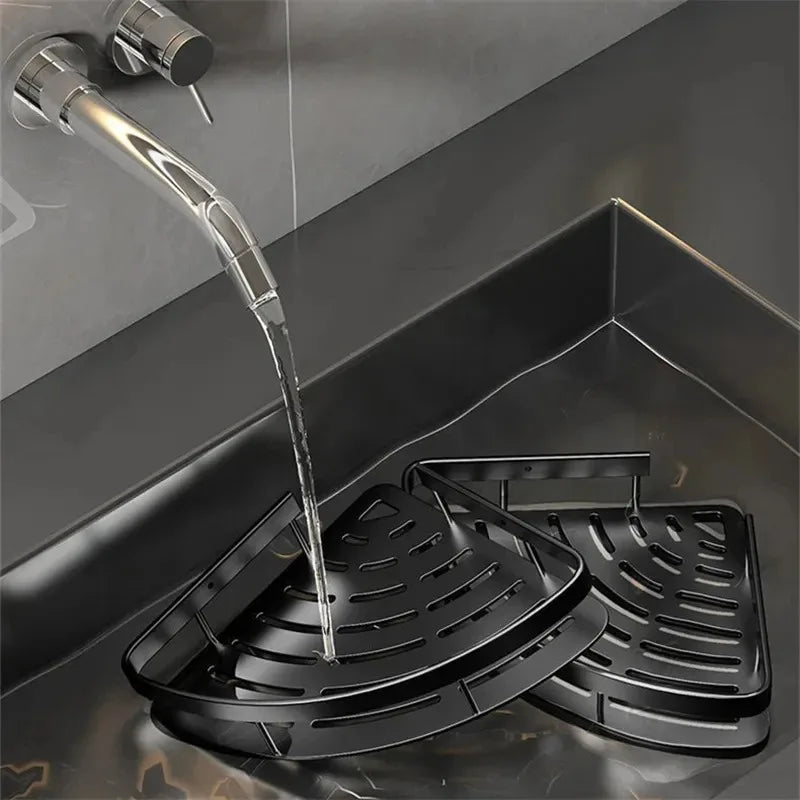 Étagère de douche noir triangle en aluminium – coin mural - Focett