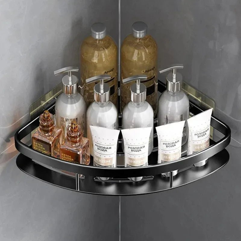 Étagère de douche noir triangle en aluminium – coin mural - Focett