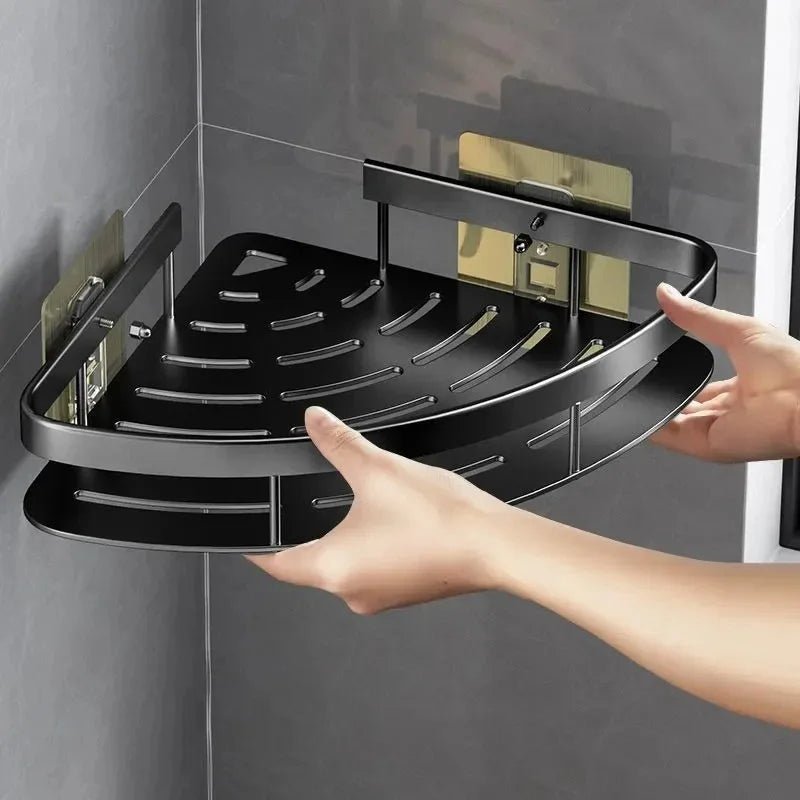 Étagère de douche noir triangle en aluminium – coin mural - Focett