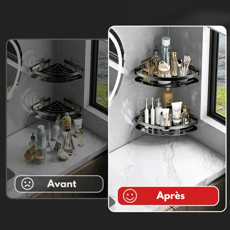 Étagère de douche noir triangle en aluminium – coin mural - Focett