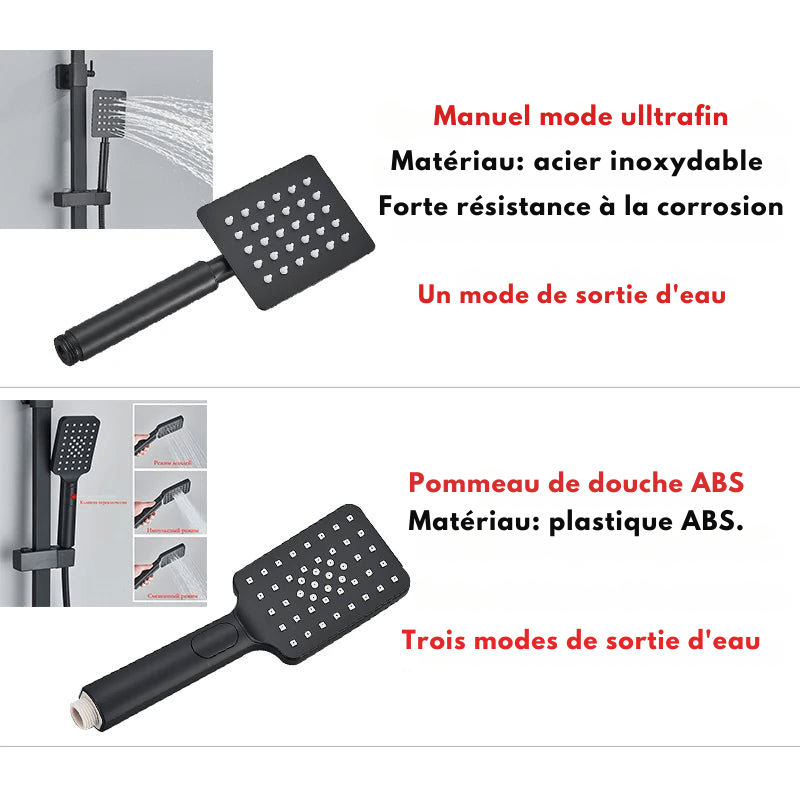 Colonne de Douche Or – Mitigeur Monocommande, Barre Coulissante & Système Douche Pluie 4 Fonctions avec Mélangeur Douche/Bain