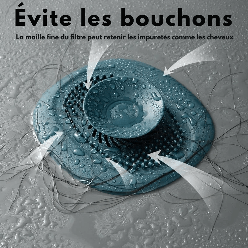 Filtre anti - cheveux douche & baignoire – souple, lavable, facile à poser - Focett