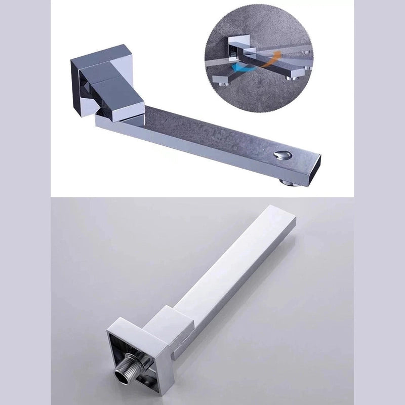 Colonne de Douche Encastrable Gris Chrome – Mitigeur Laiton, Pommeau XXL Effet Pluie 20-40cm , Douchette à Main et Bec Rotatif pour Baignoire
