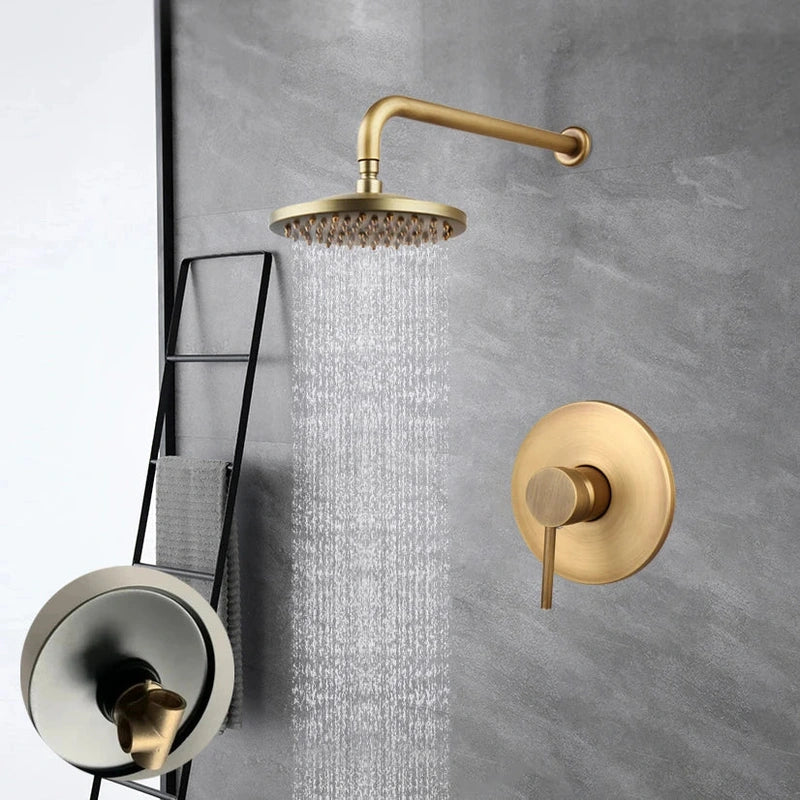 Colonne de Douche Rétro – Finition Laiton Vieilli, Style Classique avec Mitigeur et Système Douche Pluie