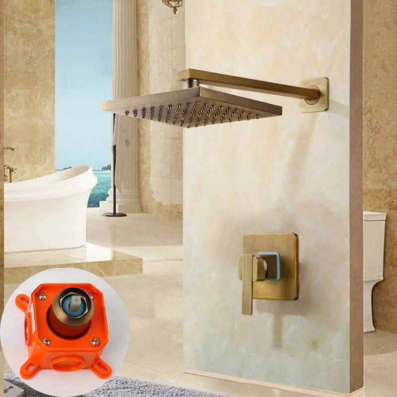 Colonne de Douche Rétro – Finition Laiton Vieilli, Style Classique avec Mitigeur et Système Douche Pluie