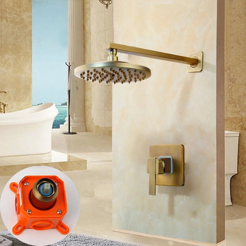 Colonne de Douche Rétro – Finition Laiton Vieilli, Style Classique avec Mitigeur et Système Douche Pluie