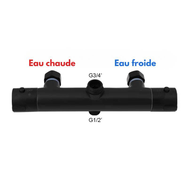 Mitigeur de douche encastrable thermostatique chromée – sécurité à 38°C et contrôle précis - Focett