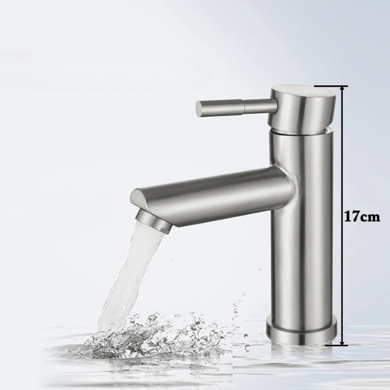 Mitigeur de lavabo en nickel brossé – design épuré, poignée unique et finition mate brossée - Focett