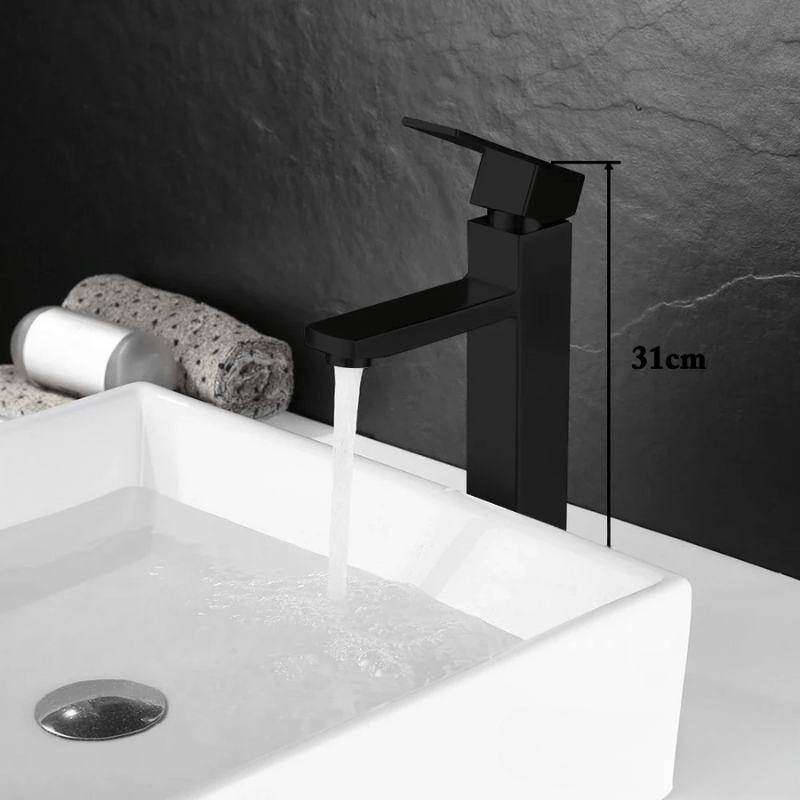 Mitigeur de lavabo en nickel brossé – design épuré, poignée unique et finition mate brossée - Focett