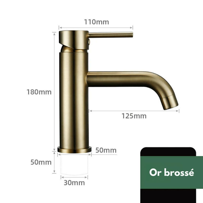 Mitigeur de lavabo en or – poignée ergonomique, installation facile et finition durable - Focett