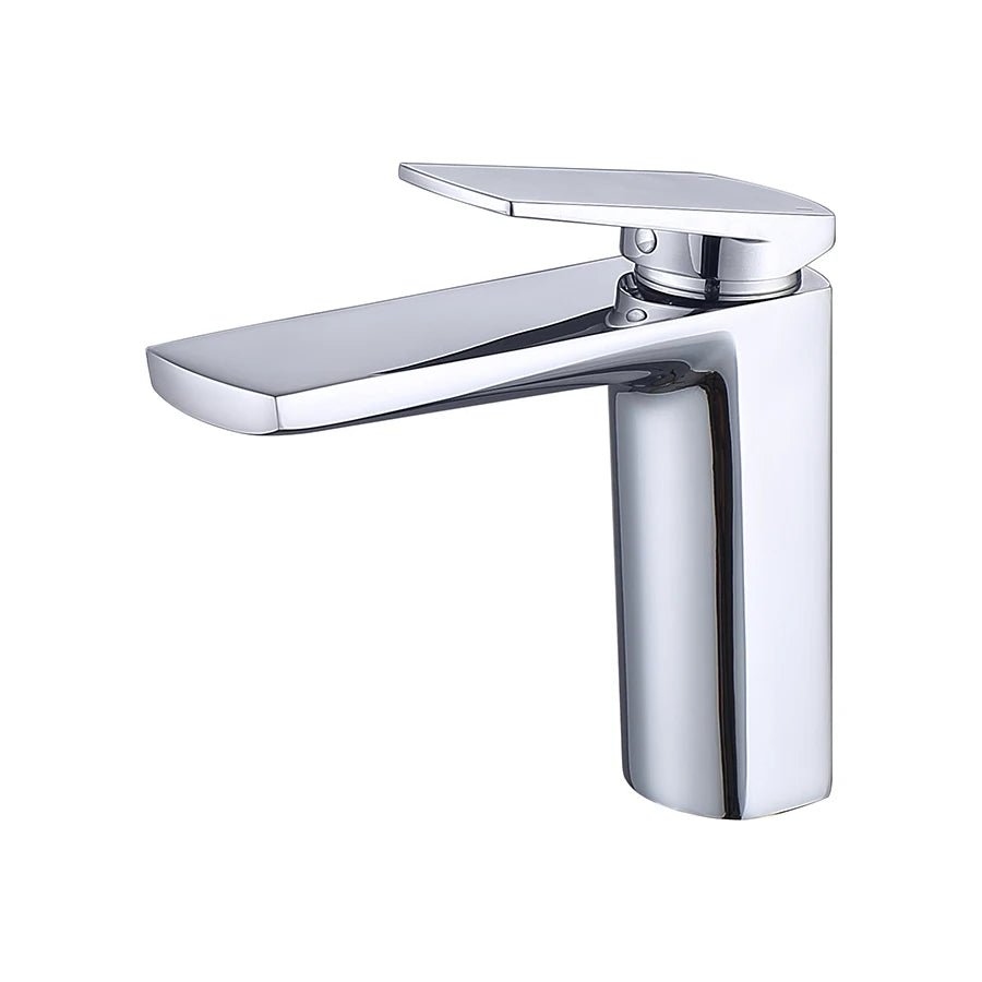 Mitigeur de salle de bain or brossé carré avec poignée latérale – laiton massif, régulation fluide et style moderne - Focett