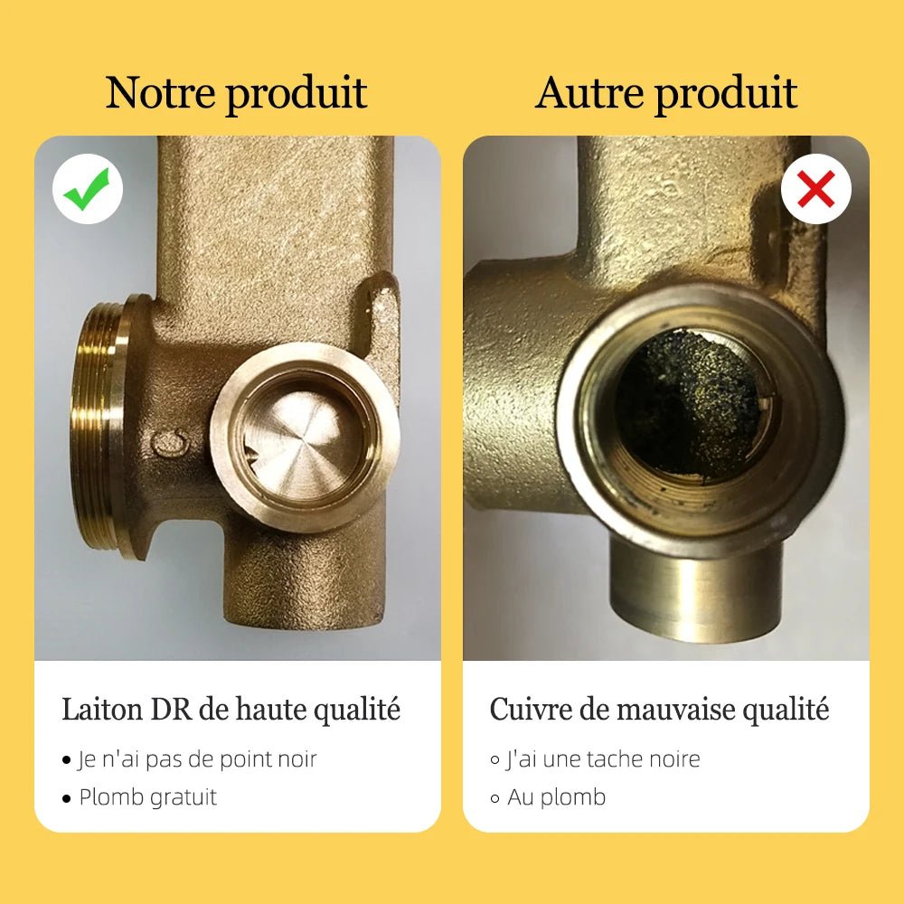 Mitigeur mural or avec bec rond – Contrôle précis température & débit - Focett