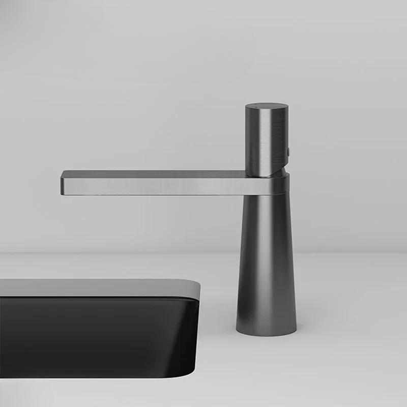 Mitigeur salle de bain noir contemporain – mitigeur compact avec poignée ergonomique et jet doux - Focett