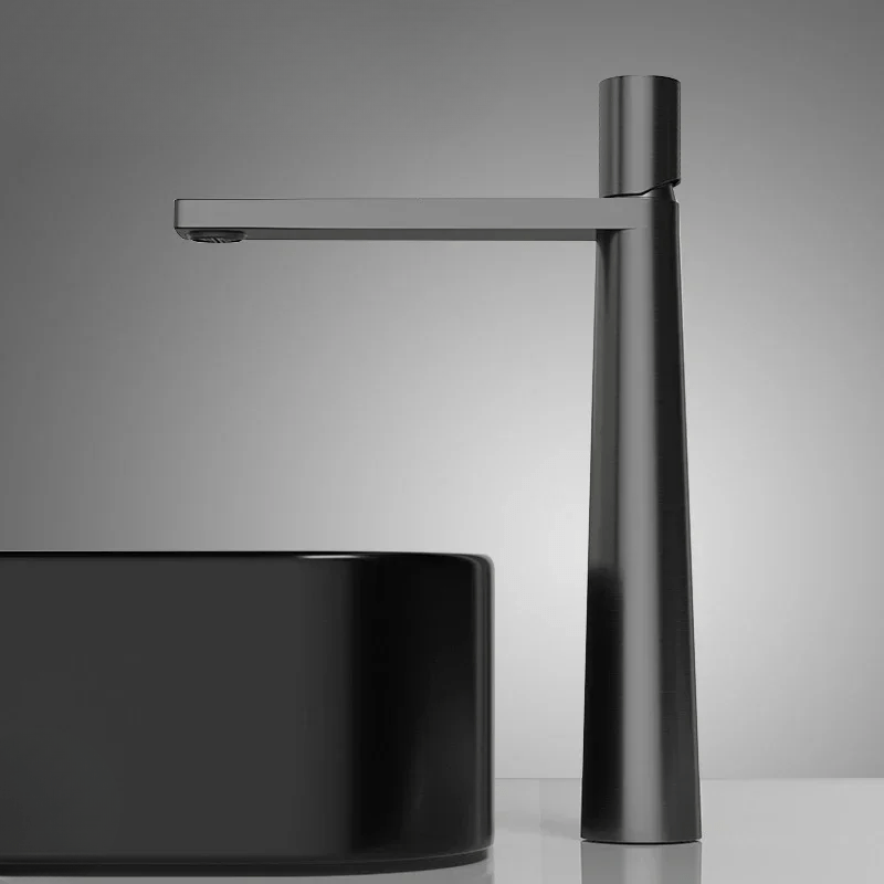 Mitigeur salle de bain noir contemporain – mitigeur compact avec poignée ergonomique et jet doux - Focett