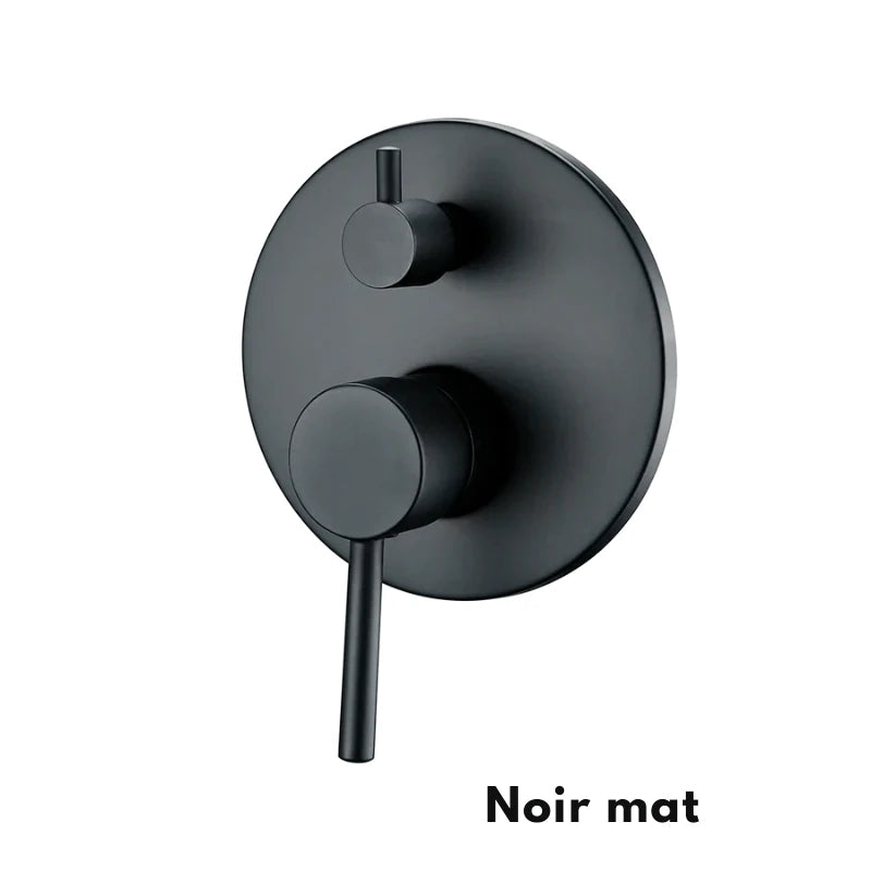Robinet mitigeur encastrable noir mat pour salle de bain – double poignée, bec fixe arrondi et finition anti - traces - Focett
