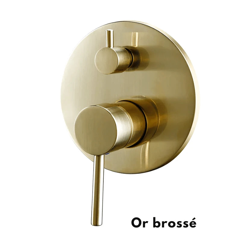 Robinet mitigeur encastrable noir mat pour salle de bain – double poignée, bec fixe arrondi et finition anti - traces - Focett