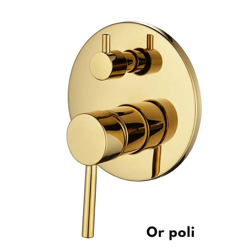 Robinet mitigeur encastrable noir mat pour salle de bain – double poignée, bec fixe arrondi et finition anti - traces - Focett