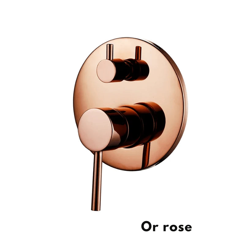 Robinet mitigeur encastrable noir mat pour salle de bain – double poignée, bec fixe arrondi et finition anti - traces - Focett