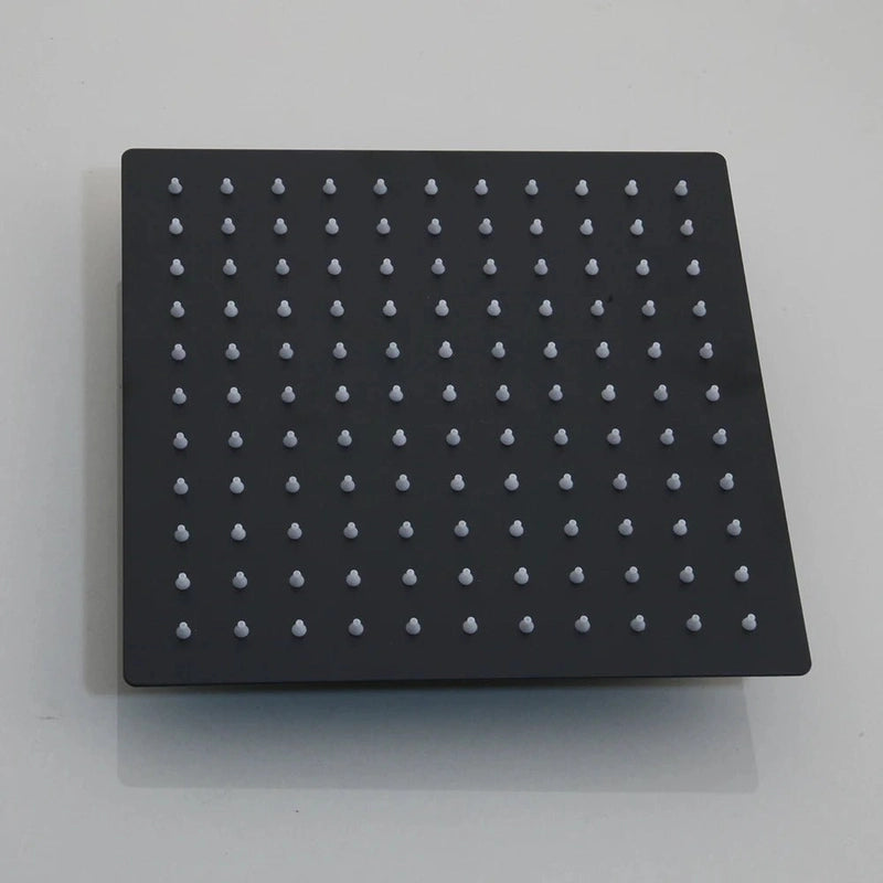 Colonne de Douche Encastrable Noir Mat – Ciel de douche Pluie 25cm-40cm” & Robinet Cascade en Laiton avec Mélangeur Douche/Bain et Pommeau Carré Pluie