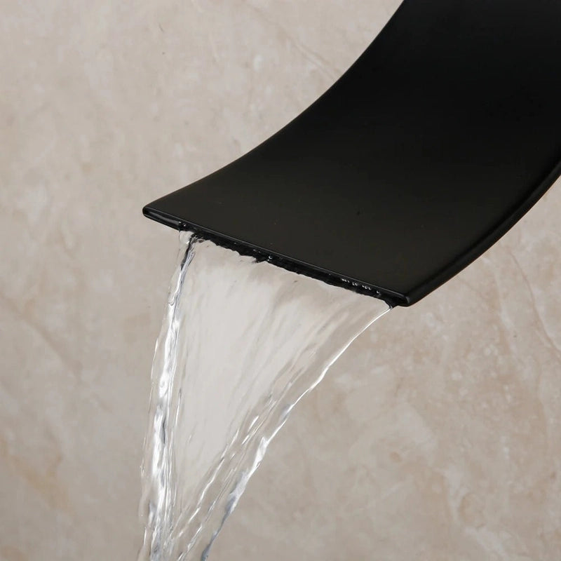 Colonne de Douche Encastrable Noir Mat – Ciel de douche Pluie 25cm-40cm” & Robinet Cascade en Laiton avec Mélangeur Douche/Bain et Pommeau Carré Pluie