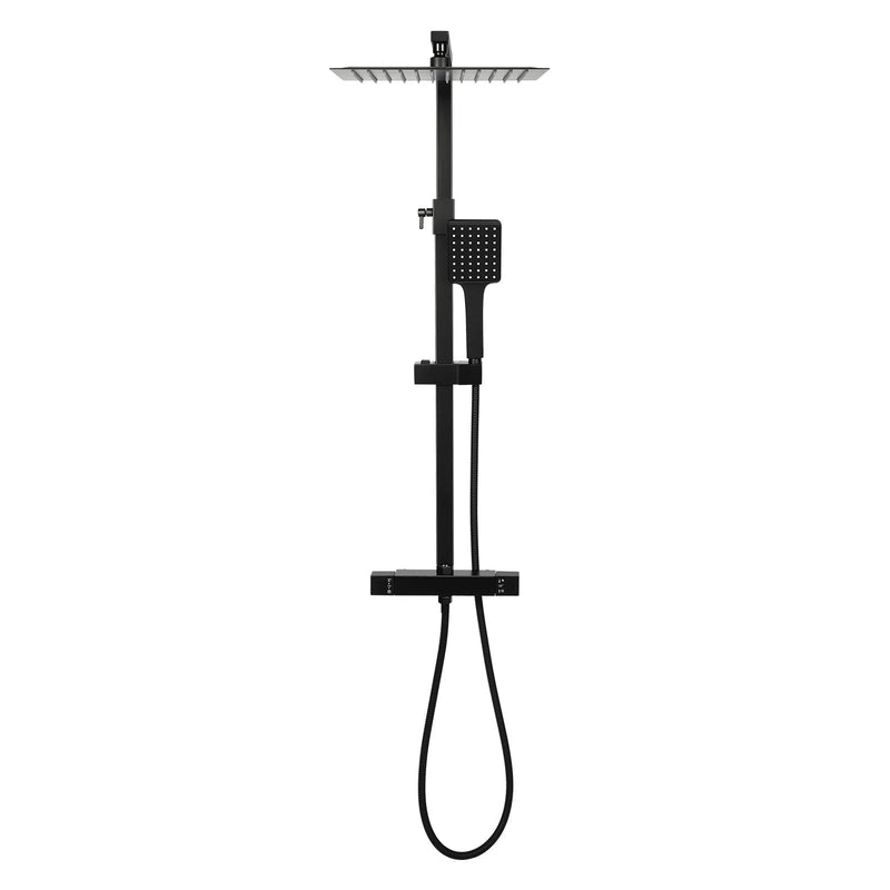 Colonne de Douche Thermostatique Noir – Affichage LED & Haute Pression avec Pommeau Pluie et Douchette Main + Accessoires de Montage
