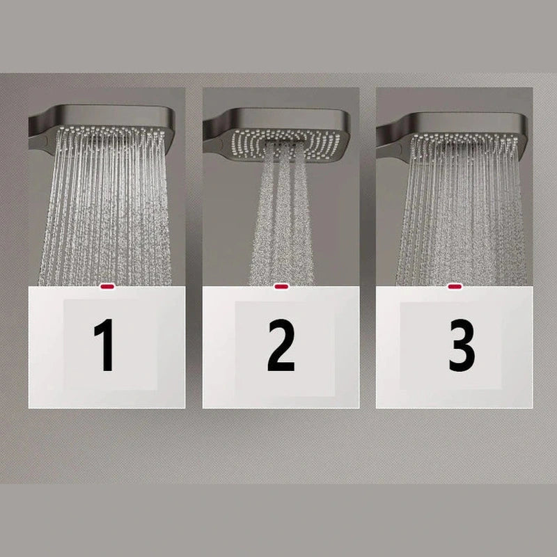 Colonne de Douche Thermostatique Noire LED – Affichage Température, Boutons Piano & Système Douche Pluie en Laiton avec Mélangeur 4 Voies
