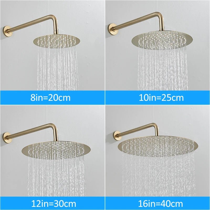Colonne de Douche Encastrable Or Brossé – Ciel de douche 20-40cm' & Douchette avec Mélangeur Eau Chaude/Froide