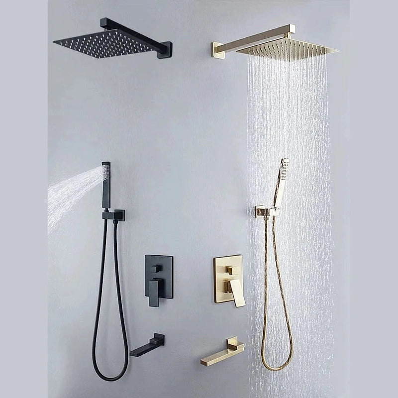 Colonne de Douche Encastrable Or Brossé – Mitigeur Laiton & Ciel De Douche 20cm” Système de Douche Haut de Gamme à 3 et 2 Voies