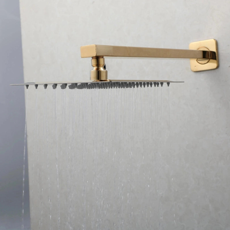 Colonne de Douche Encastrable Or – Pommeau Ultra-Mince 20-30cm” & Robinet Cascade Débit Rapide avec Système Douche Pluie et Mélangeur 2-3 Fonctions