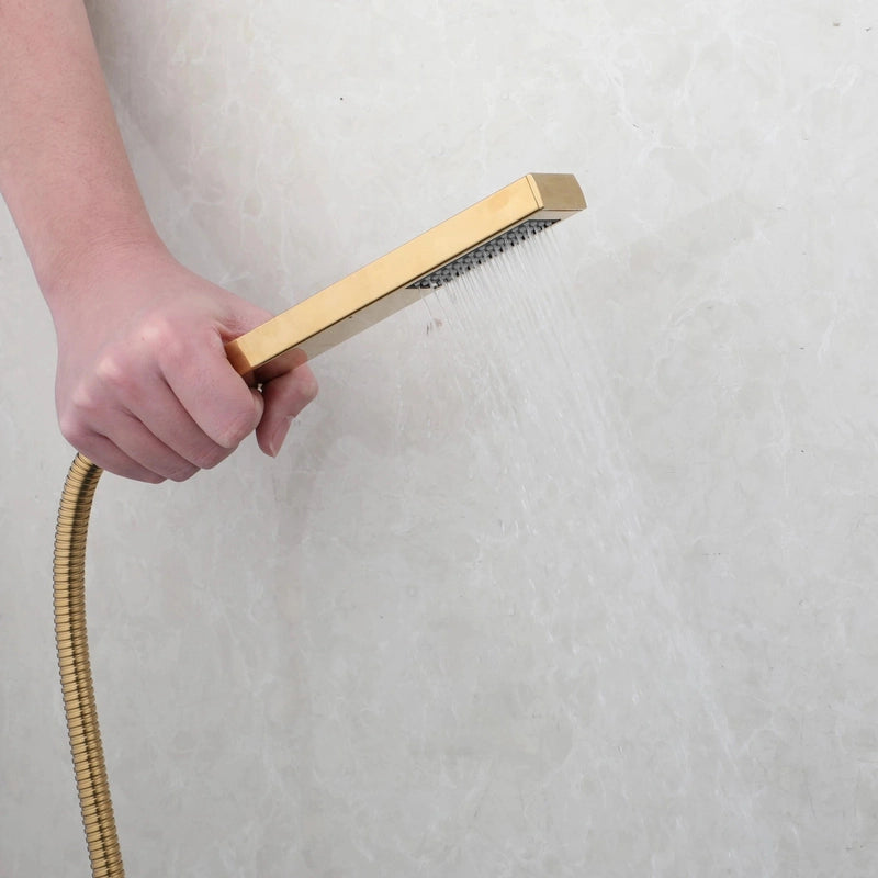 Colonne de Douche Encastrable Or – Pommeau Ultra-Mince 20-30cm” & Robinet Cascade Débit Rapide avec Système Douche Pluie et Mélangeur 2-3 Fonctions
