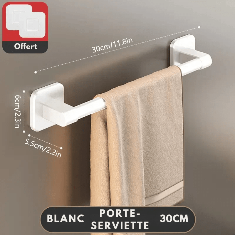Porte - serviettes sans perçage – fixation adhésive avec ventouses puissantes - Focett