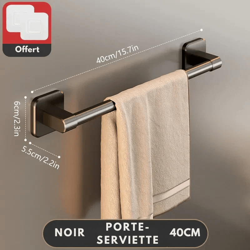 Porte - serviettes sans perçage – fixation adhésive avec ventouses puissantes - Focett