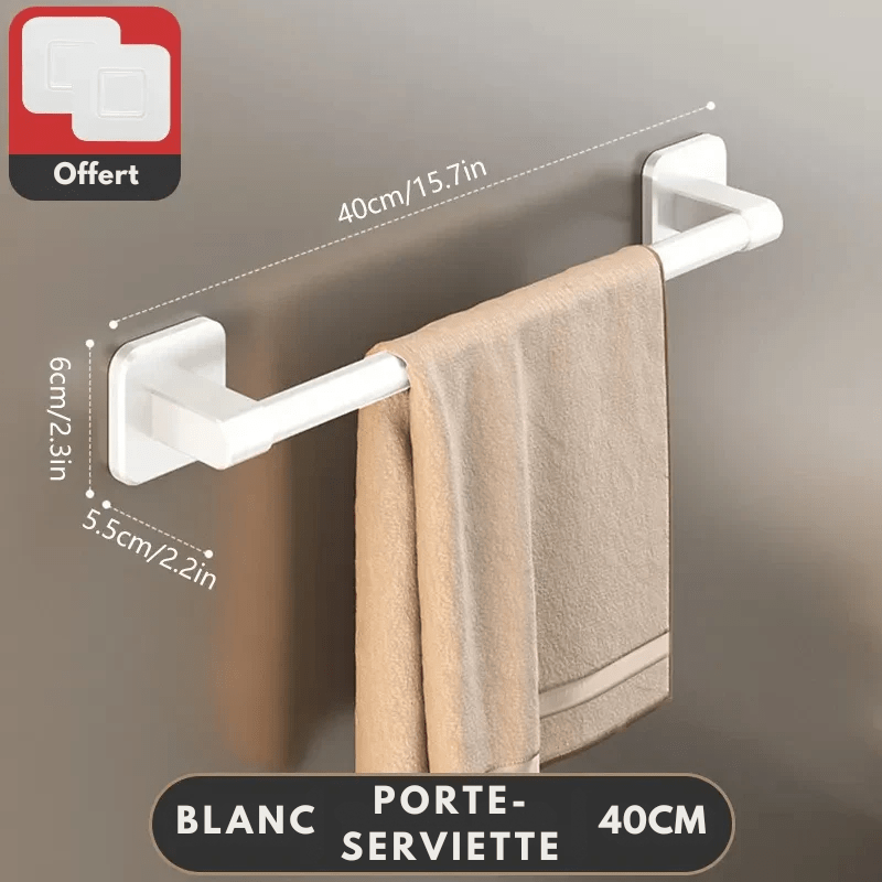 Porte - serviettes sans perçage – fixation adhésive avec ventouses puissantes - Focett